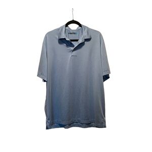 Roundtree & Yorke | Men's Light Blue with White Stripes Polo | Size L